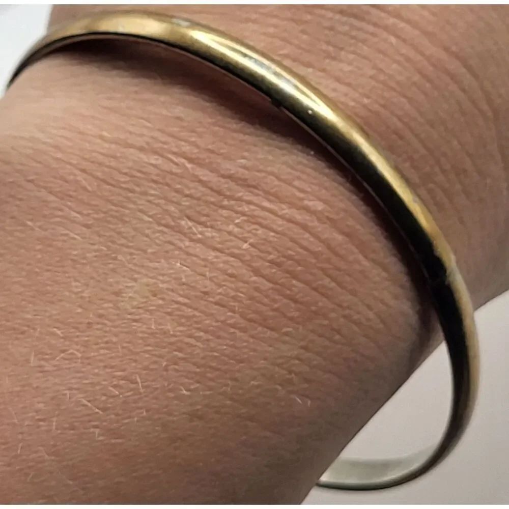 Vintage 70s Brass Bangle Bracelet Bohemian 2.75in dia